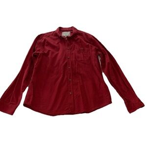 Cotton On Men's Red Long Sleeve Button On Shirt,‎ 100% Cotton, Large Size